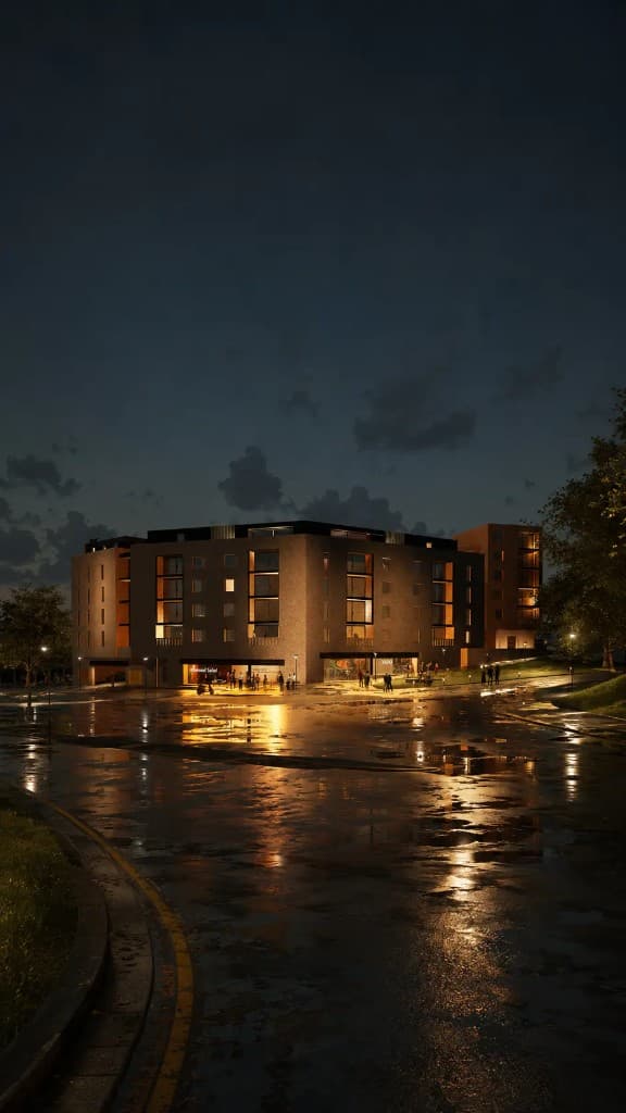 Night view of Grievesons Yard, portrait